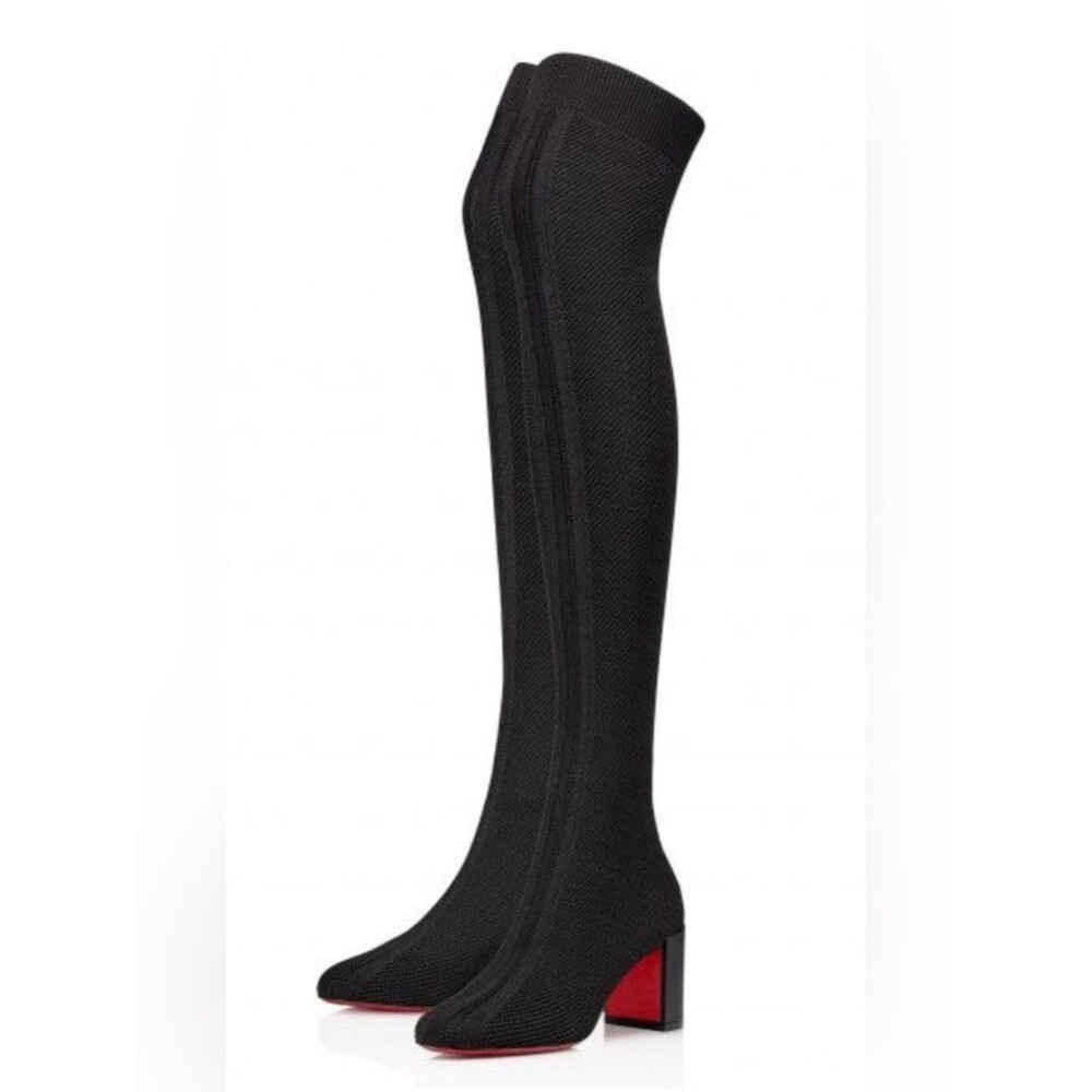 Christian Louboutin Beyonstage Botta 70mm Thightboots Mesh Leather Black EU 37.5